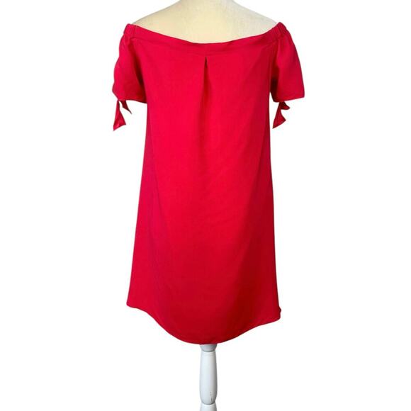 Amanda Uprichard Desiree Silk Off Shoulder Mini Dress Red Medium Party Night Out - Picture 6 of 8